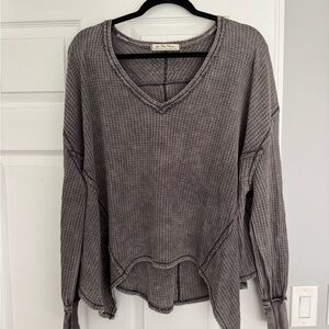 We The Free Charcoal Waffle Knit Hoodie